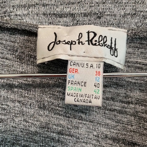 Joseph Ribkoff Gray Black Graphic Patterns Asymmetrical 3/4 Sleeve Top Size 10 - Picture 4 of 4